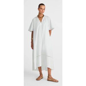 Madewell Poplin Splitneck Midi Shirtdress Women's Size Small in White New W Tag!